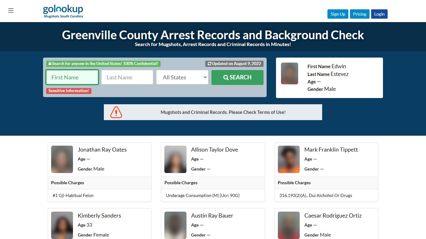 Greenville County Mugshots, Greenville County Arrest Records