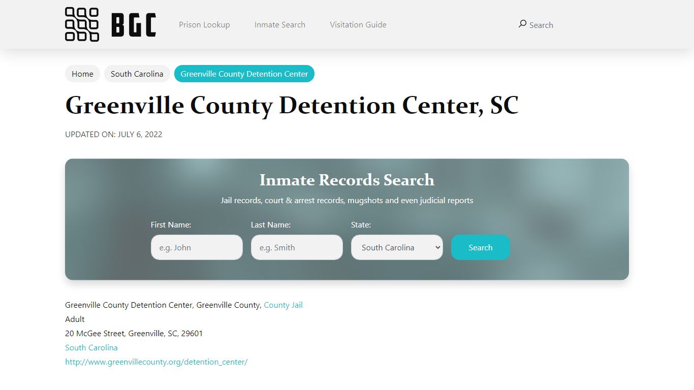Greenville County Detention Center, SC Inmate Search ...